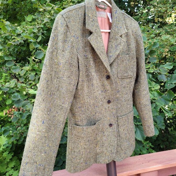 Liz Claiborne Jackets & Blazers - Liz Claiborne Green Tweed Jacket Blazer Wool Blend Button Vintage 90s